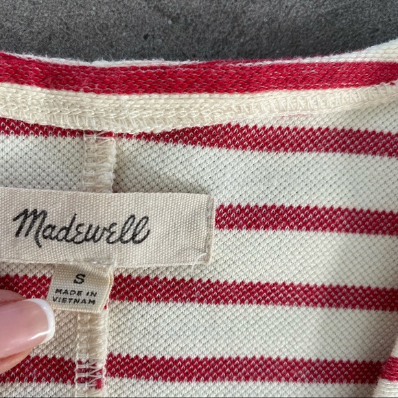 Madewell S m oatmeal sweatshirt stripped casual Womens everyday comfy midi dress - Picture 2 of 7